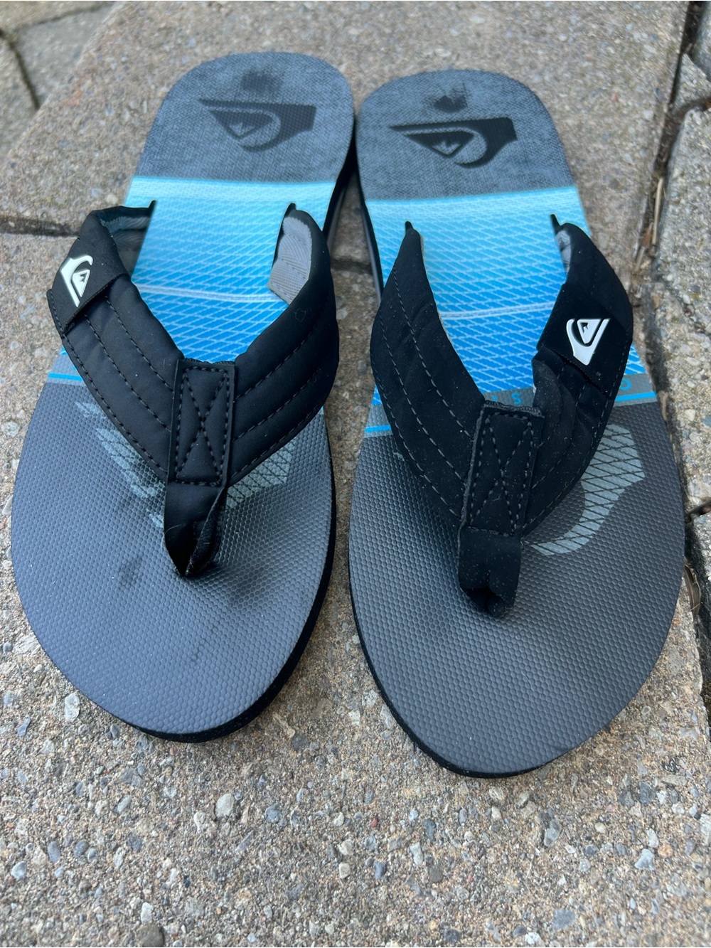 Men's thong Flip Flops; Quiksilver , Size 11,  Blue & Black